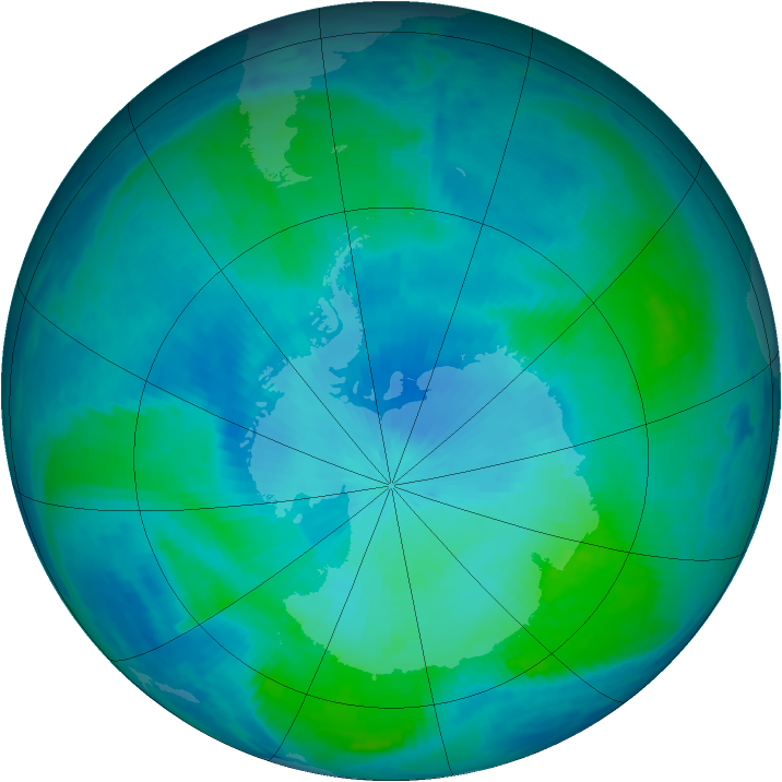 Antarctic ozone map for 11 February 2000